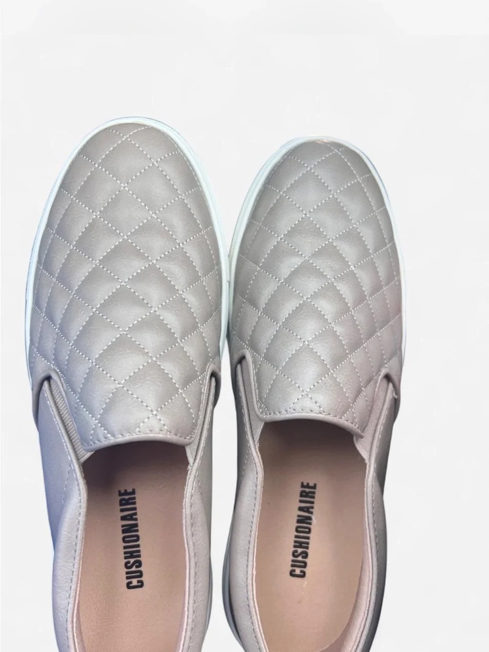 Quilted Slip-On Sneaker in Taupe with White Sole